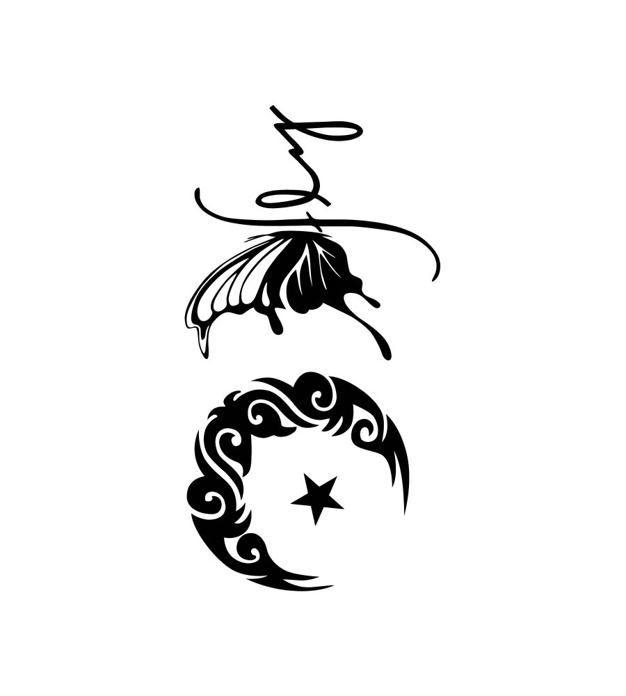 Moth & Moon isolated tattoo design