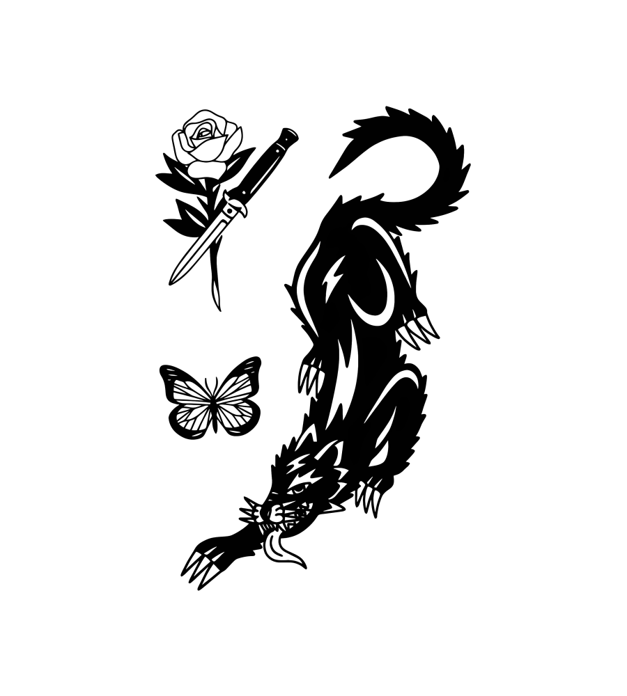 Black Cat isolated tattoo design