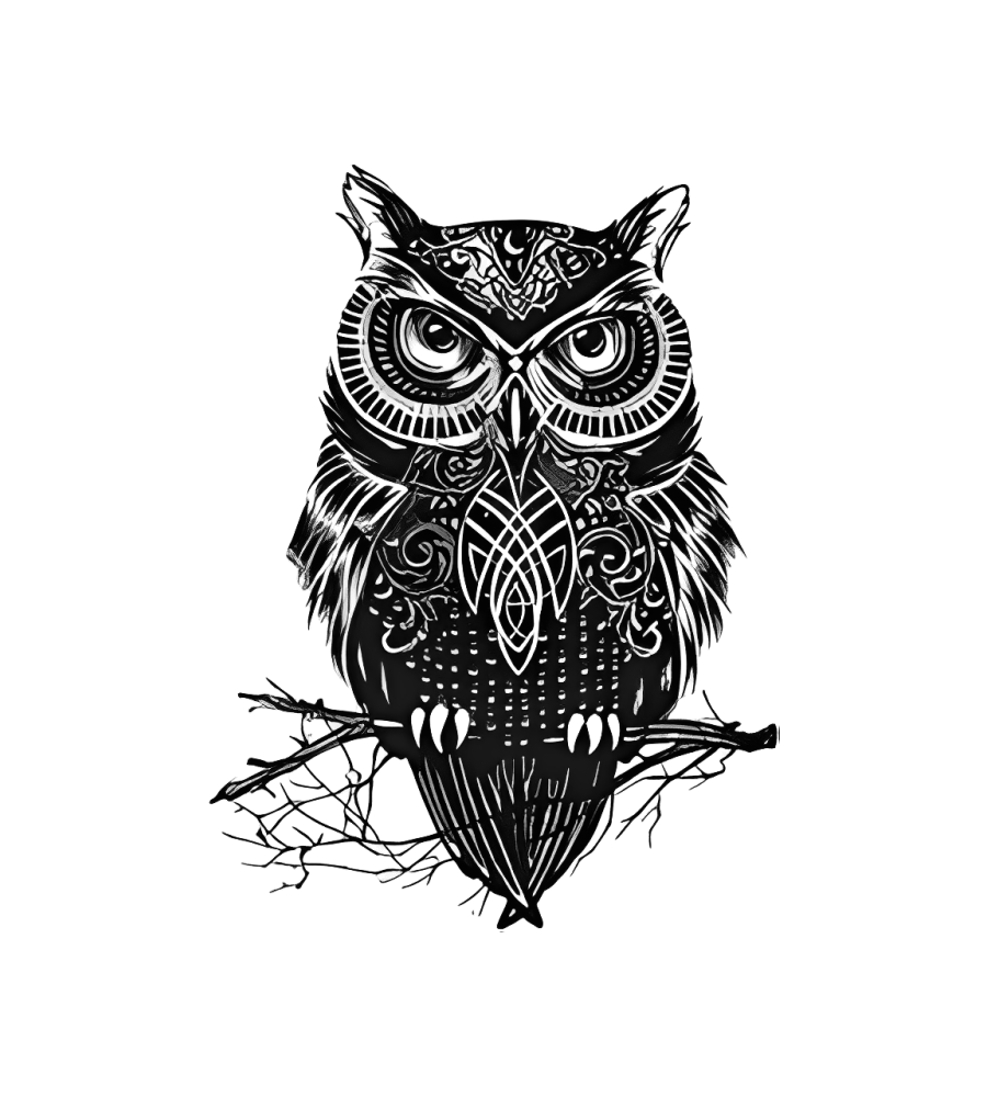 Celtic Owl isolated tattoo design