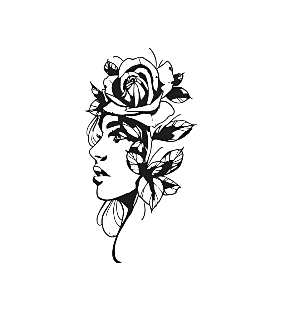 Rose Lady isolated tattoo design