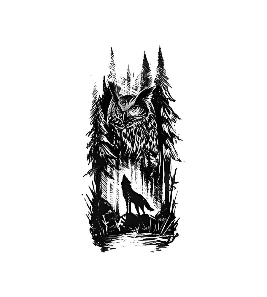 Night Forest isolated tattoo design