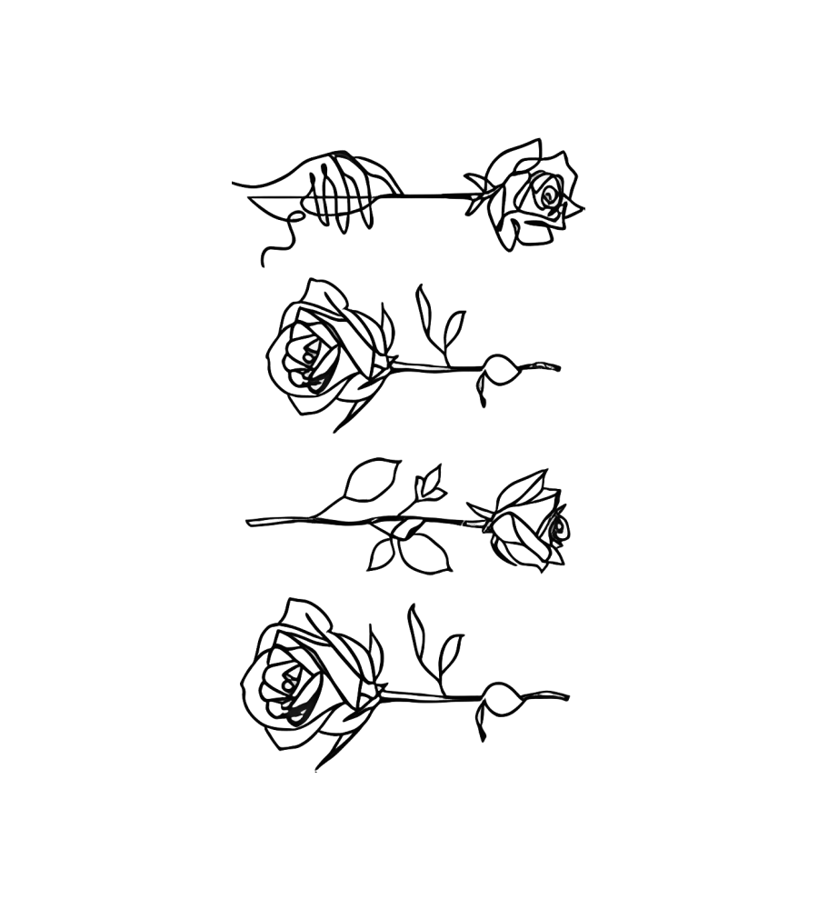 Stemmed Roses isolated tattoo design