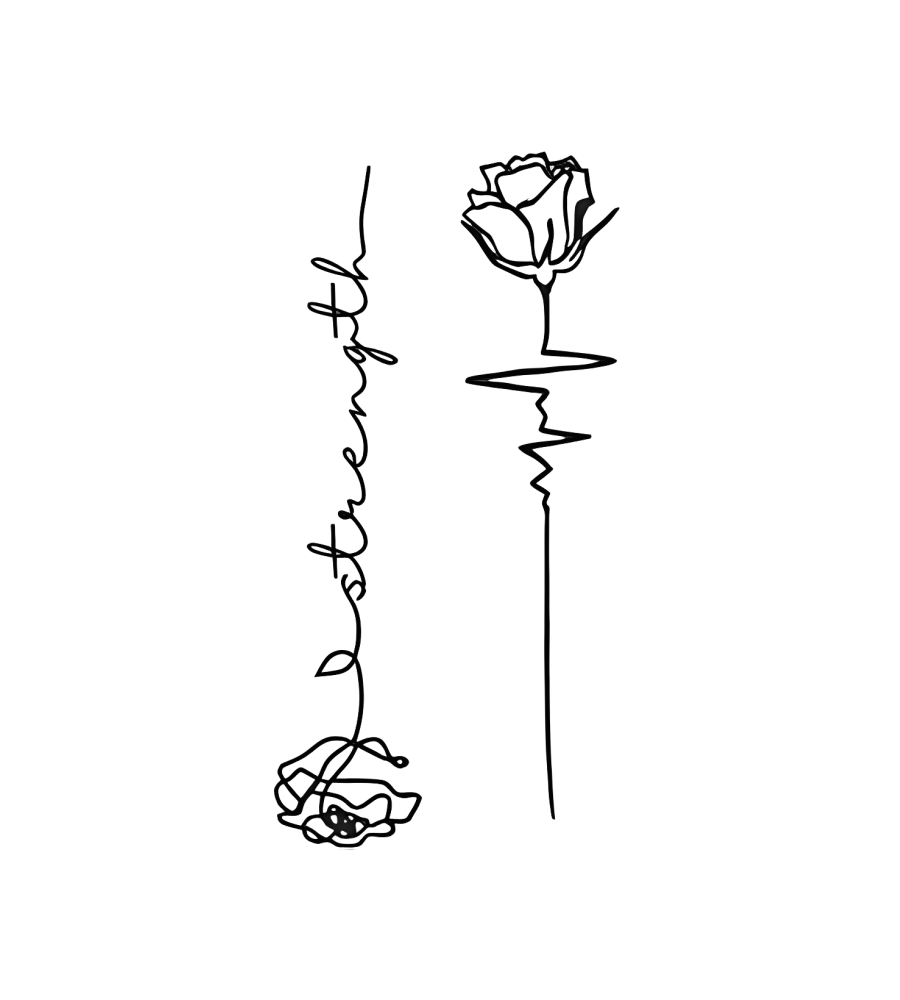 Strength & Rose isolated tattoo design