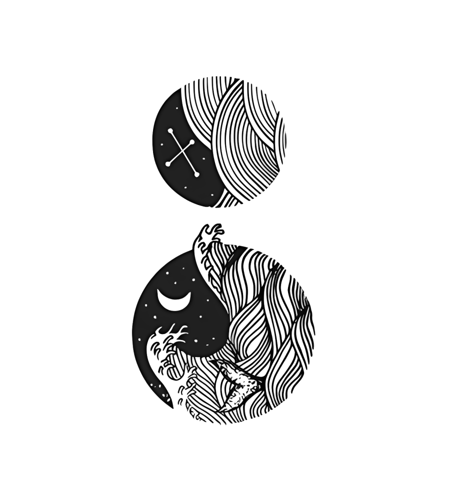 Moon Balance isolated tattoo design