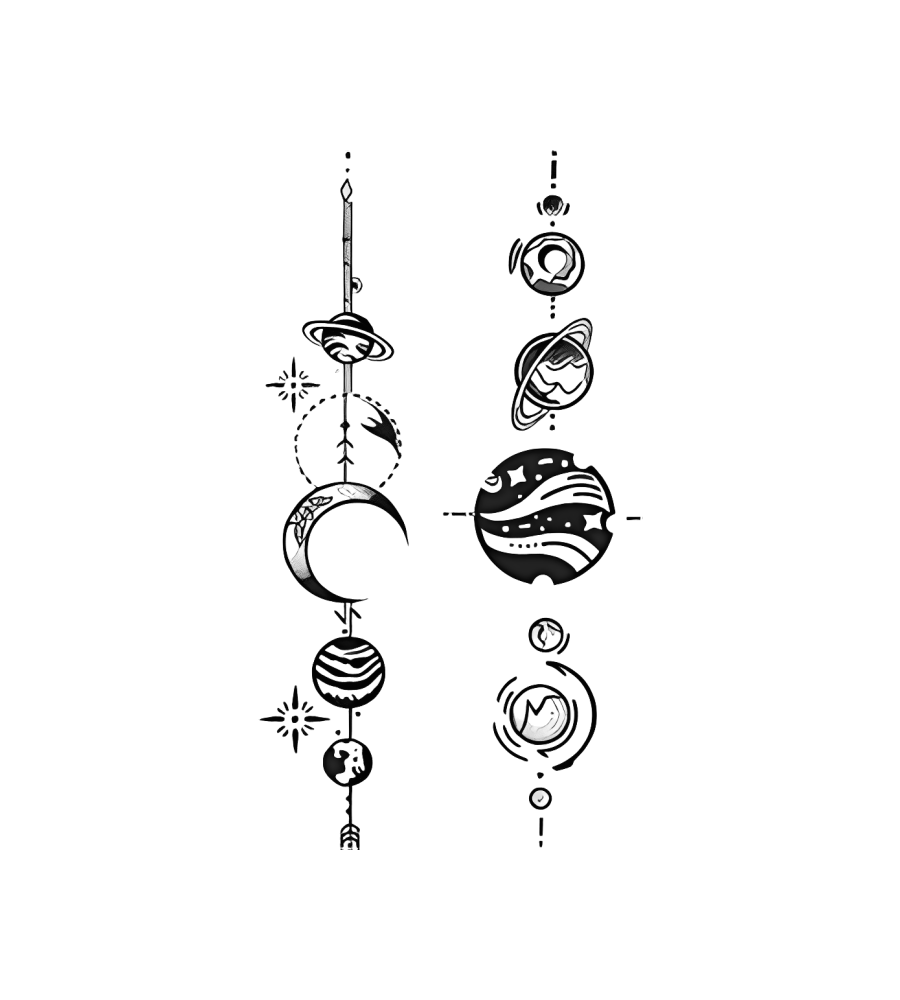 Planet Strands isolated tattoo design