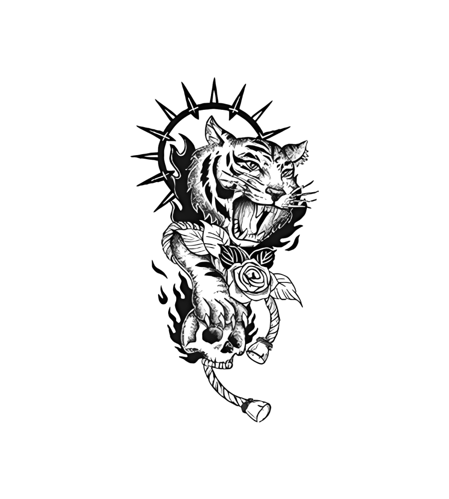 Tiger Halo isolated tattoo design