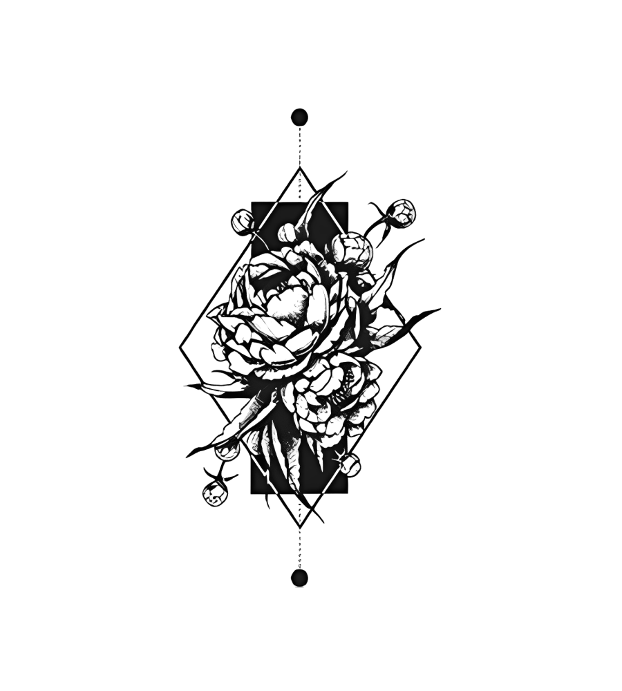 Diamond Peony isolated tattoo design