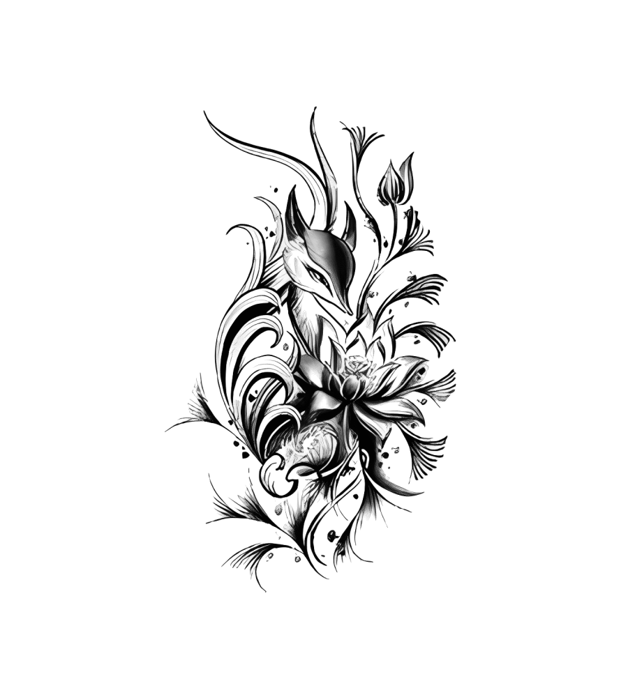 Dark Bloom isolated tattoo design