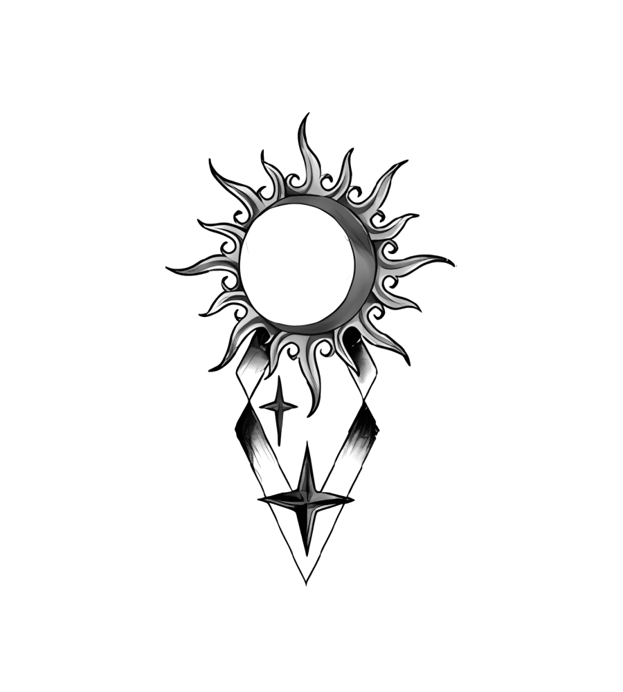 Sun & Star isolated tattoo design