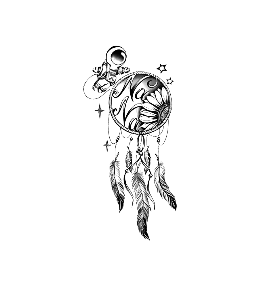 Sun Dreamcatcher isolated tattoo design