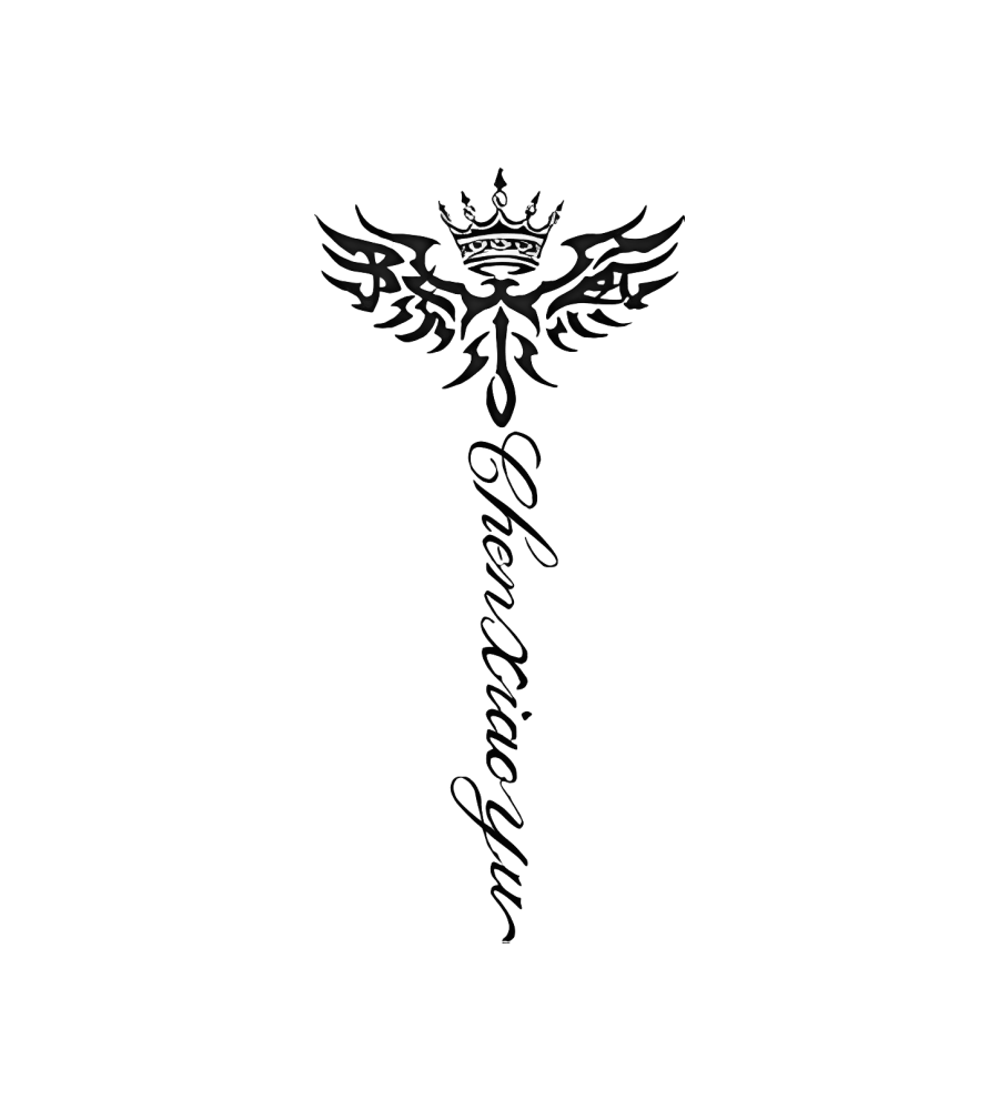 Crowned Script isolated tattoo design