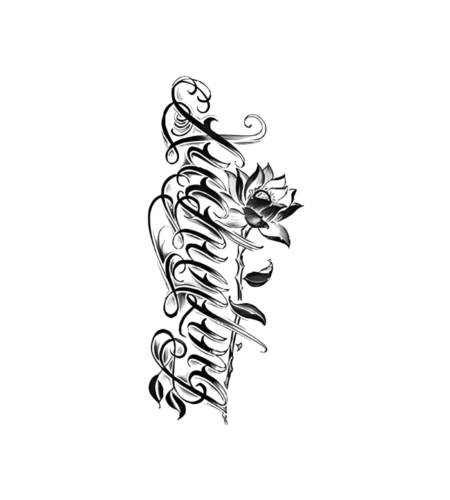 Flourish Lotus isolated tattoo design