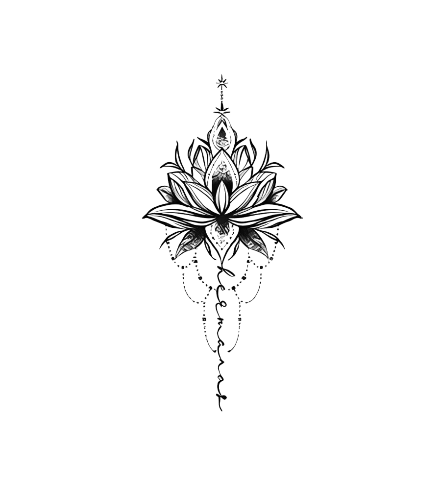Beaded Lotus isolated tattoo design