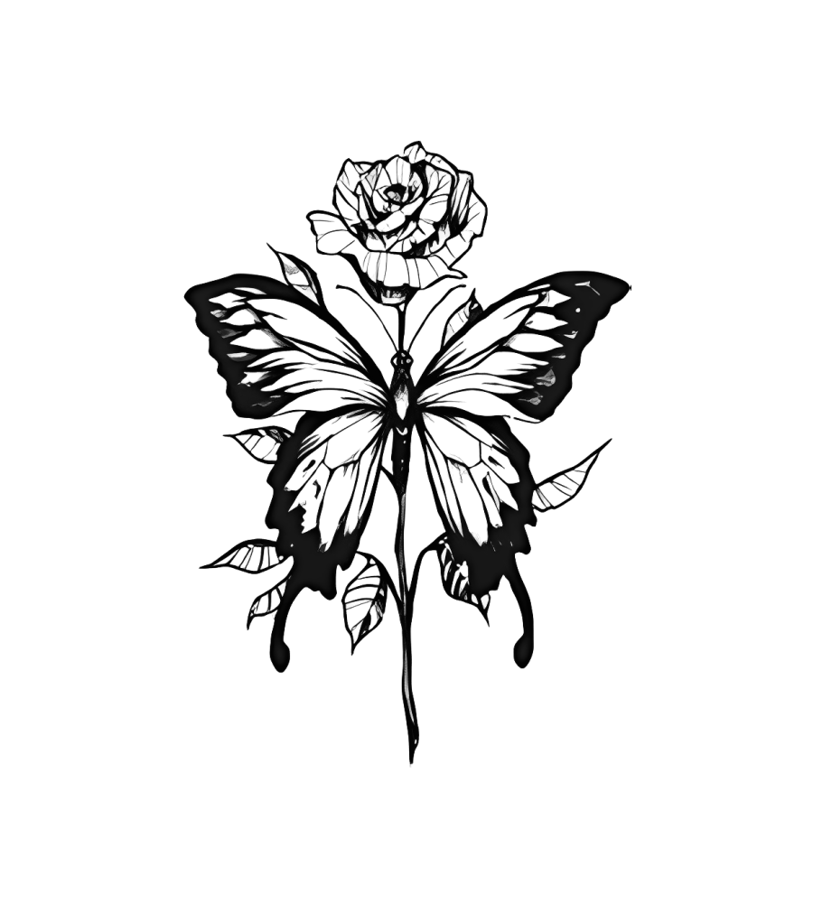 Rose Butterfly isolated tattoo design