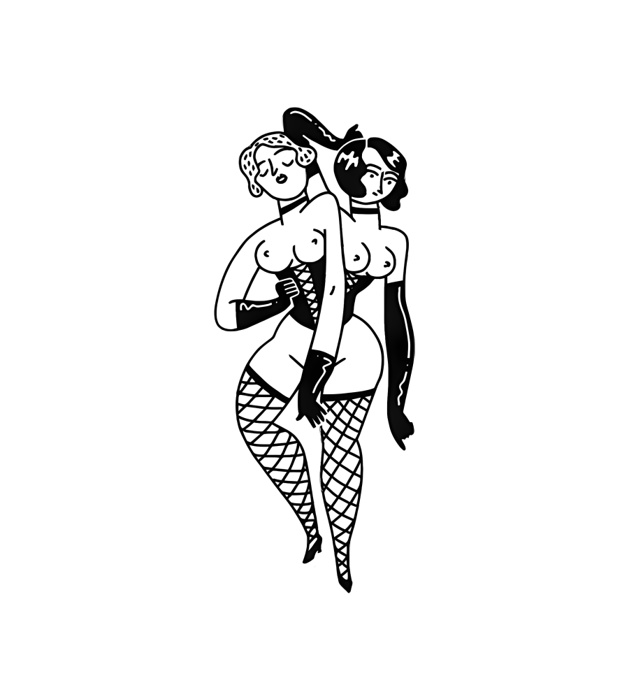 Pin-Up Pair isolated tattoo design