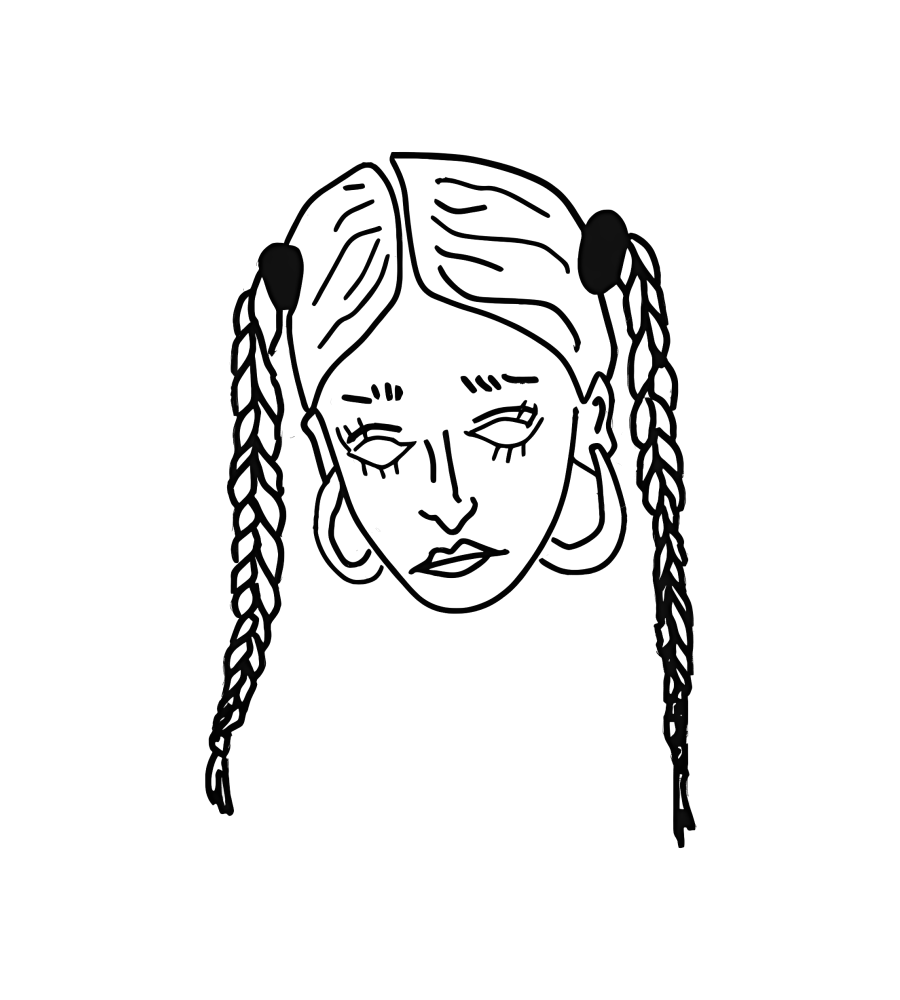 Braided Girl isolated tattoo design