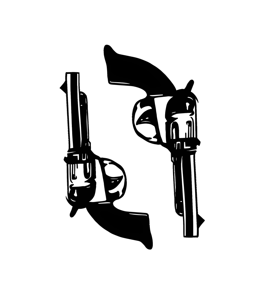 Six Shooters isolated tattoo design