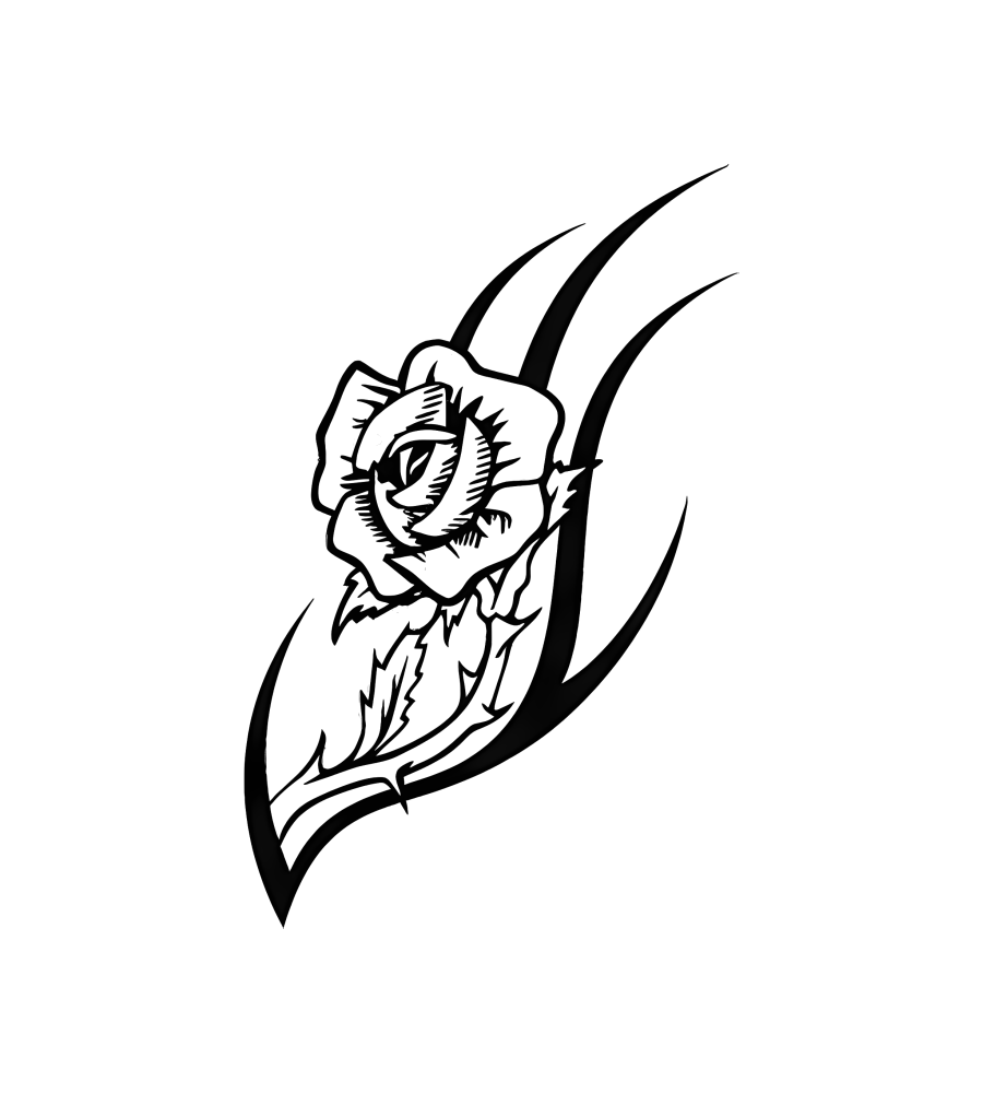 Rose & Curve isolated tattoo design