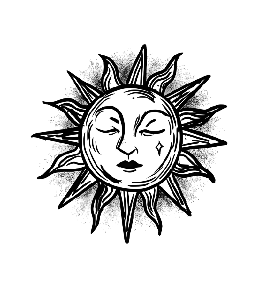 Sun Face isolated tattoo design