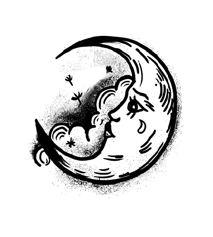 Moon Face isolated tattoo design