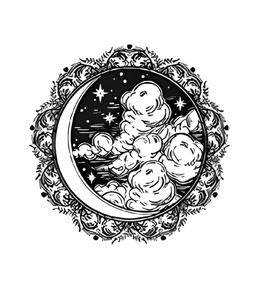 Clouded Moon isolated tattoo design