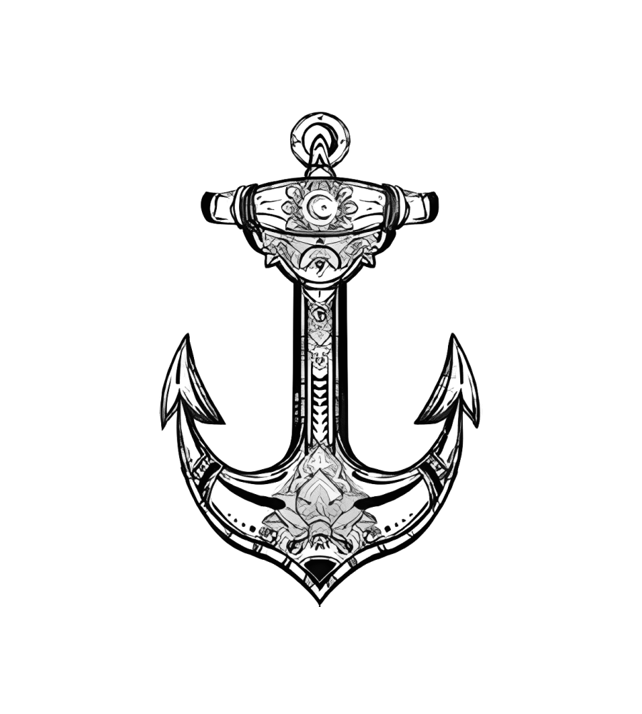 Anchored isolated tattoo design