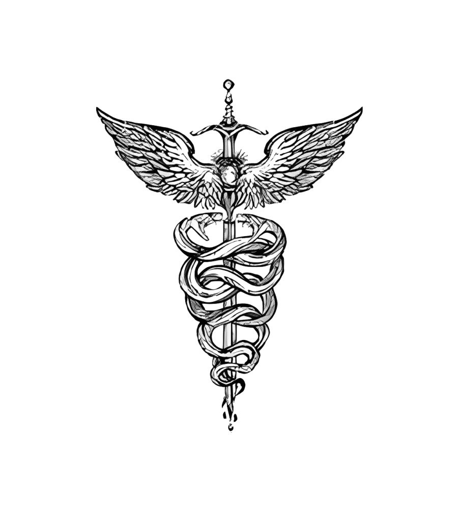 Caduceus isolated tattoo design