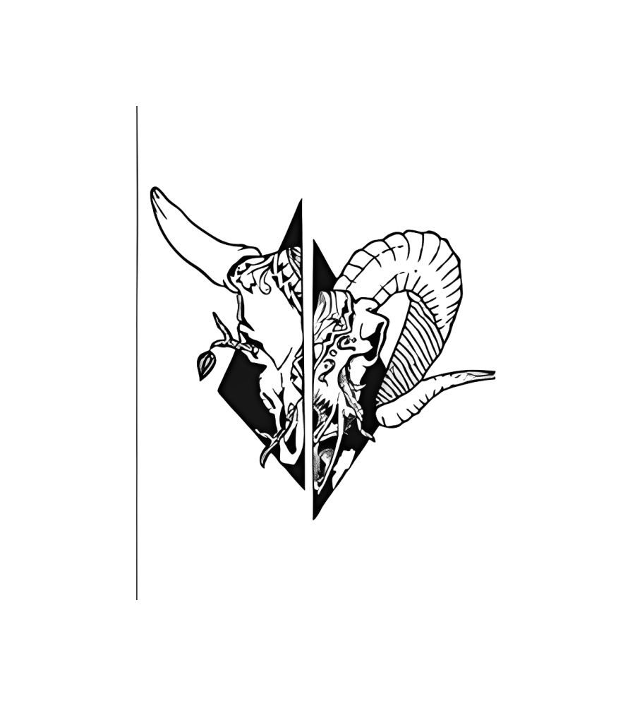 Split Horns isolated tattoo design