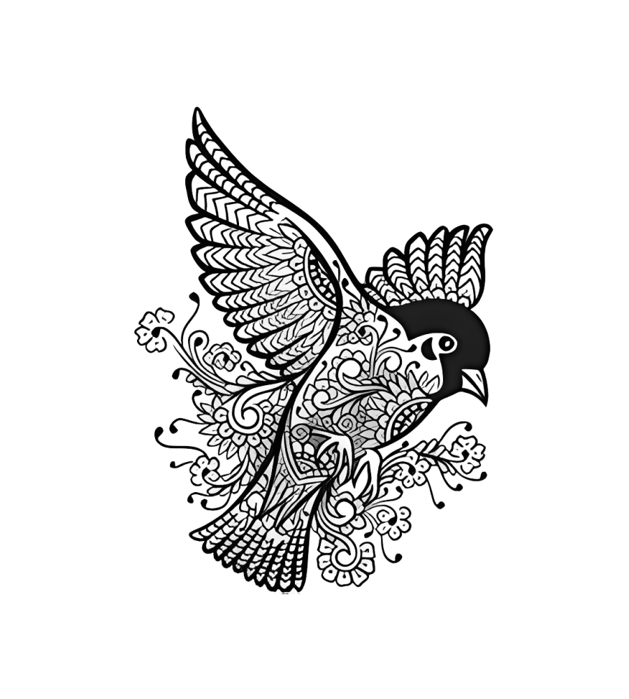 Ornate Songbird isolated tattoo design