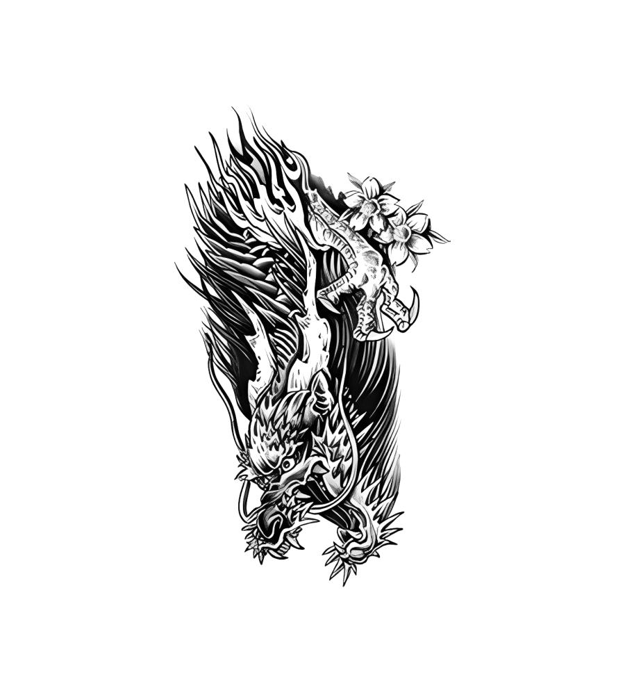 Blossom & Flame isolated tattoo design