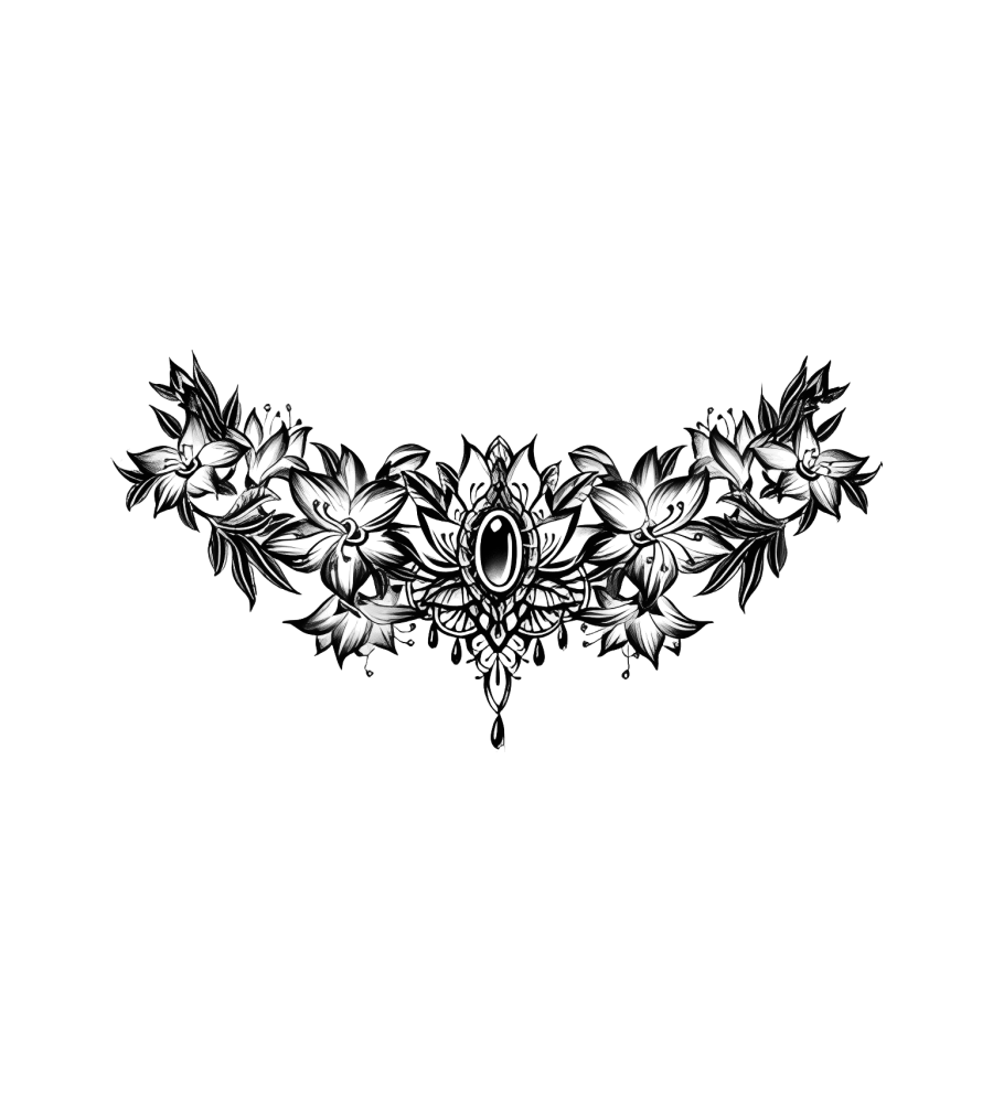 Lotus Jewel isolated tattoo design